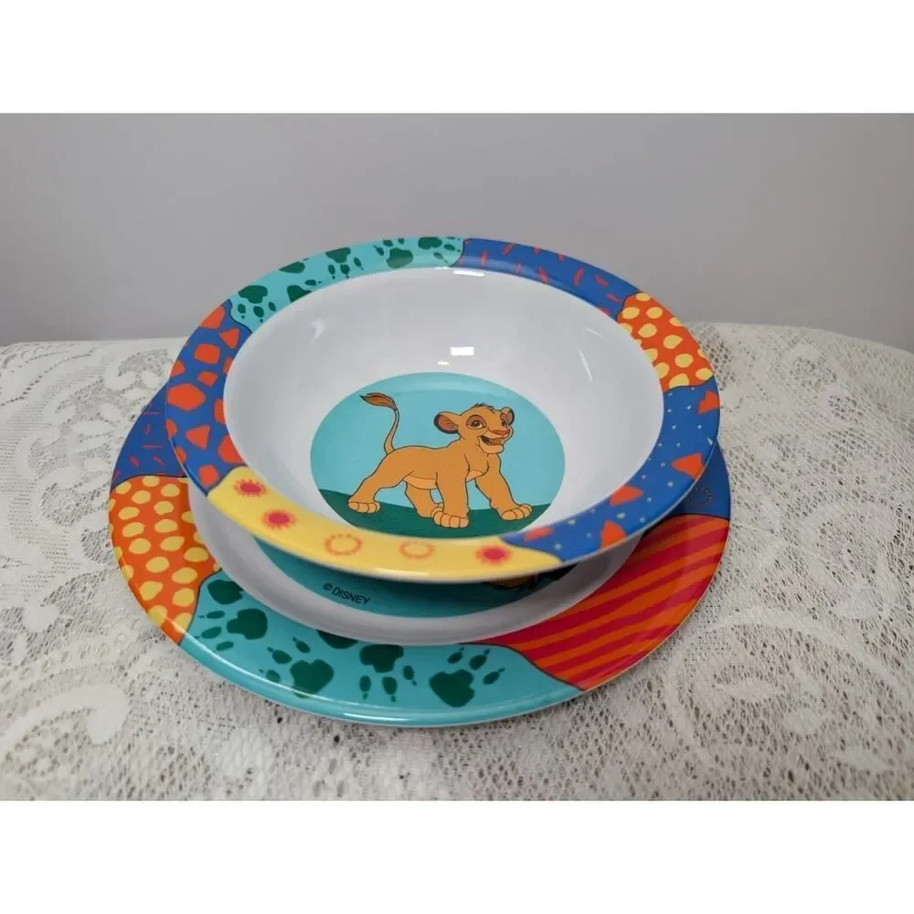 Vintage Kids Selandia Disney Lion King Plate & Bowl Set 90s Multicolored